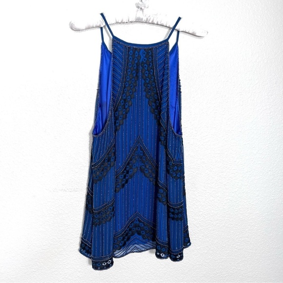 Parker Blue Silk Beaded and Embroidered Top Size Medium Flapper Elegant Formal - Picture 3 of 8